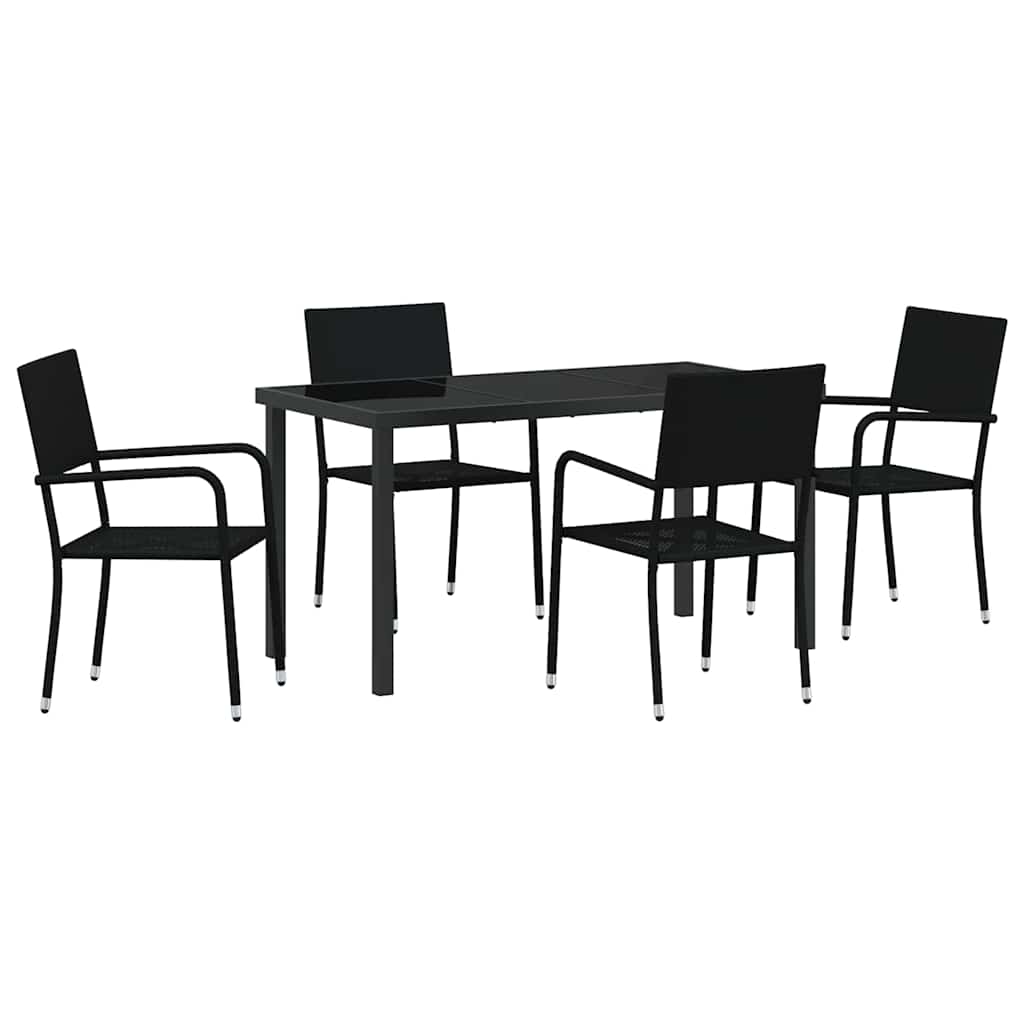 vidaXL Garten Essgruppe mit Kissen 5 pcs Schwarz Poly-Rattan