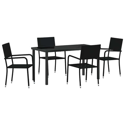 vidaXL Garten Essgruppe mit Kissen 5 pcs Schwarz Poly-Rattan