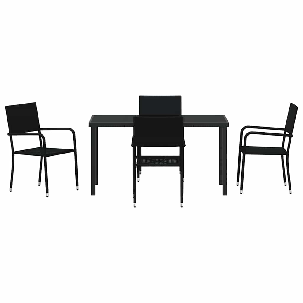 vidaXL Garten Essgruppe mit Kissen 5 pcs Schwarz Poly-Rattan