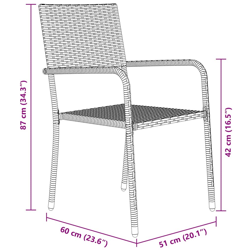 vidaXL Garten Essgruppe mit Kissen 5 pcs Schwarz Poly-Rattan