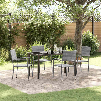 vidaXL Garten Essgruppe 5 pcs Grau Poly Rattan