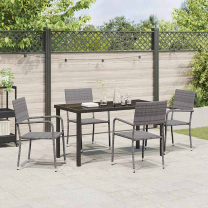 vidaXL Garten Essgruppe 5 pcs Grau Poly Rattan