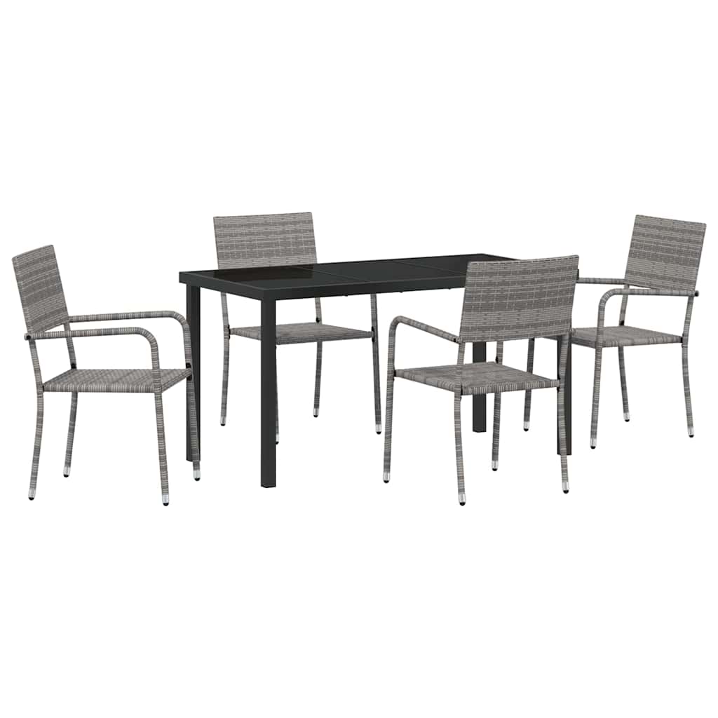 vidaXL Garten Essgruppe 5 pcs Grau Poly Rattan