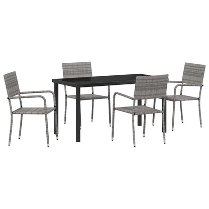vidaXL Garten Essgruppe 5 pcs Grau Poly Rattan