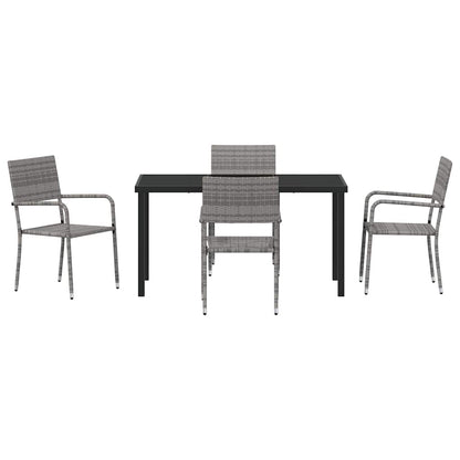 vidaXL Garten Essgruppe 5 pcs Grau Poly Rattan