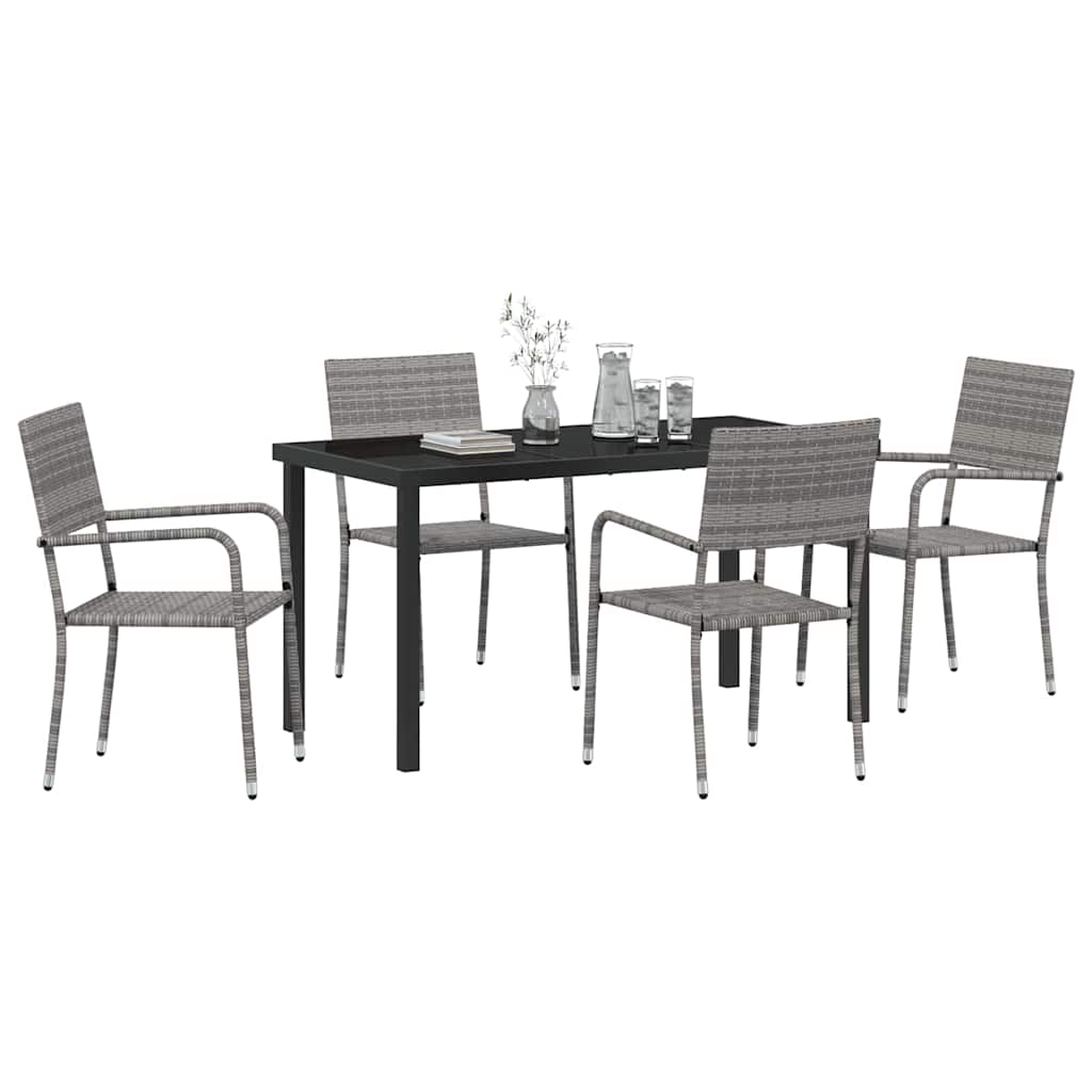 vidaXL Garten Essgruppe 5 pcs Grau Poly Rattan