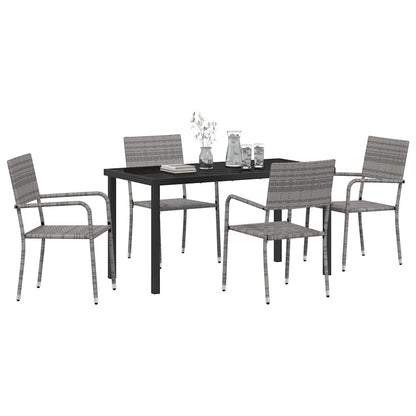vidaXL Garten Essgruppe 5 pcs Grau Poly Rattan