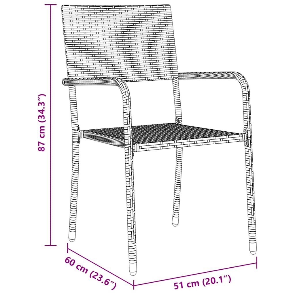 vidaXL Garten Essgruppe 5 pcs Grau Poly Rattan