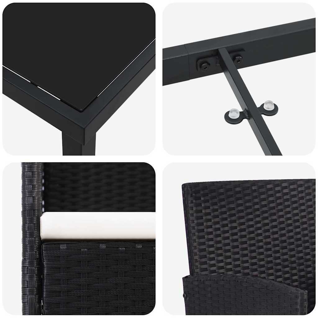 Garten Essgruppe mit Kissen 5 pcs Schwarz Poly-Rattan