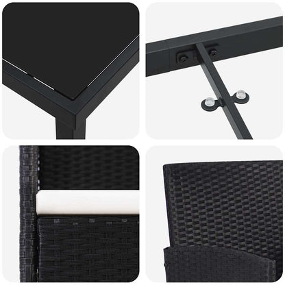 Garten Essgruppe mit Kissen 5 pcs Schwarz Poly-Rattan