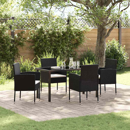 Garten Essgruppe mit Kissen 5 pcs Schwarz Poly-Rattan