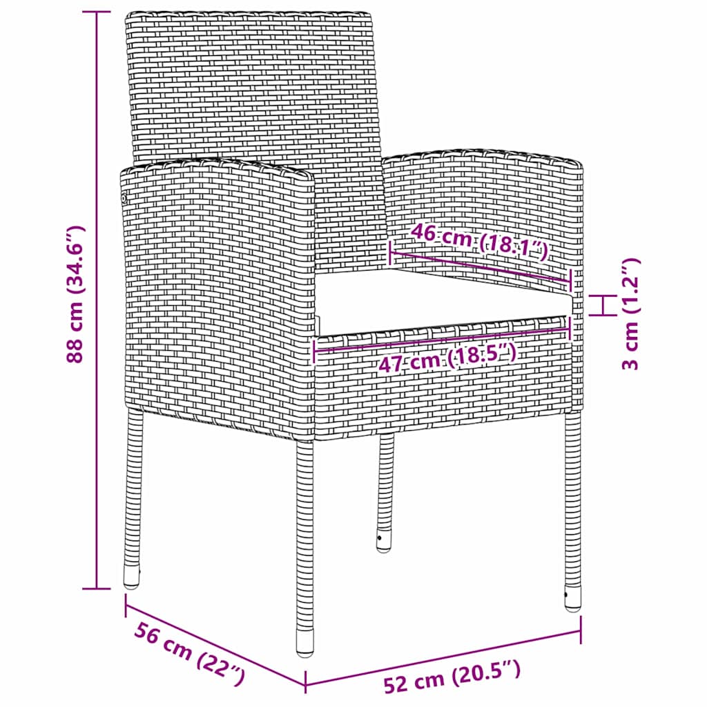 Garten Essgruppe mit Kissen 5 pcs Schwarz Poly-Rattan