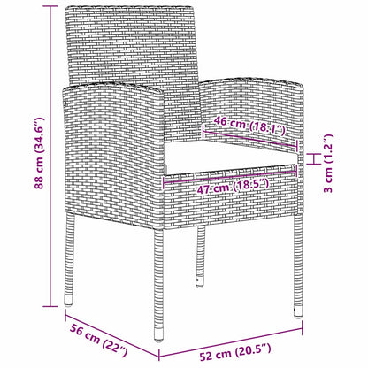 Garten Essgruppe mit Kissen 5 pcs Schwarz Poly-Rattan