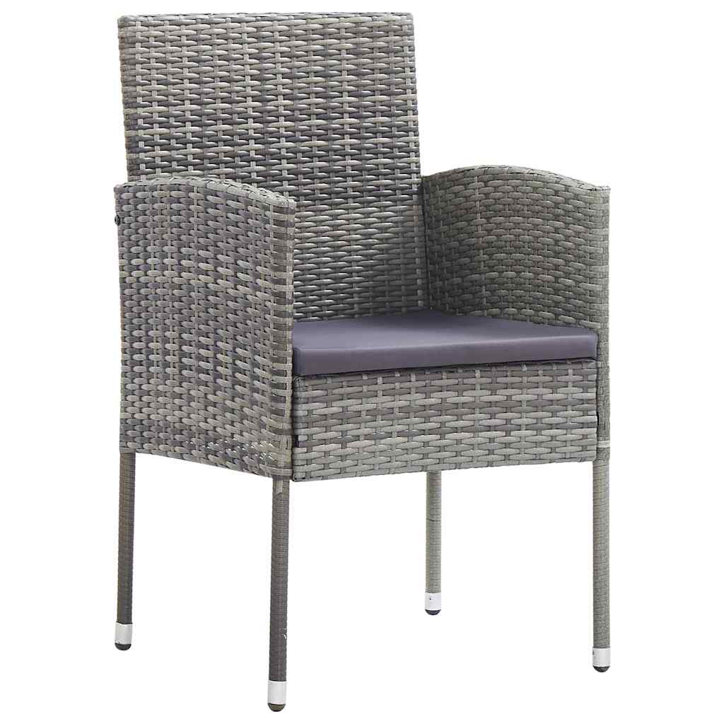vidaXL Garten Essgruppe mit Kissen 3 pcs Grau Poly Rattan