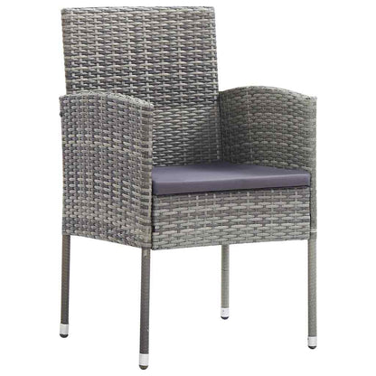 vidaXL Garten Essgruppe mit Kissen 3 pcs Grau Poly Rattan
