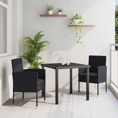 vidaXL Garten Essgruppe mit Kissen 3 pcs Schwarz Poly Rattan