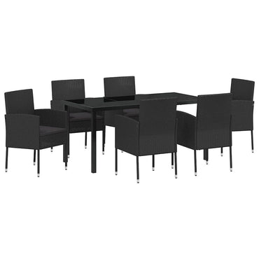 vidaXL Garten Essgruppe mit Kissen 7 pcs Schwarz Poly Rattan