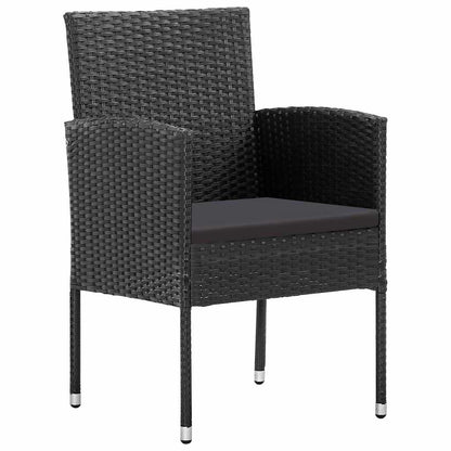 vidaXL Garten Essgruppe mit Kissen 7 pcs Schwarz Poly Rattan