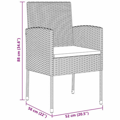 vidaXL Garten Essgruppe mit Kissen 7 pcs Schwarz Poly Rattan