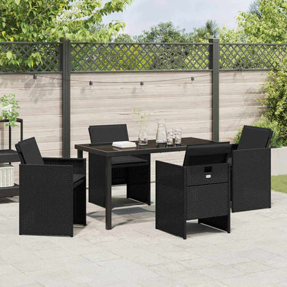 Garten Essgruppe mit Kissen 5 pcs Schwarz Poly-Rattan