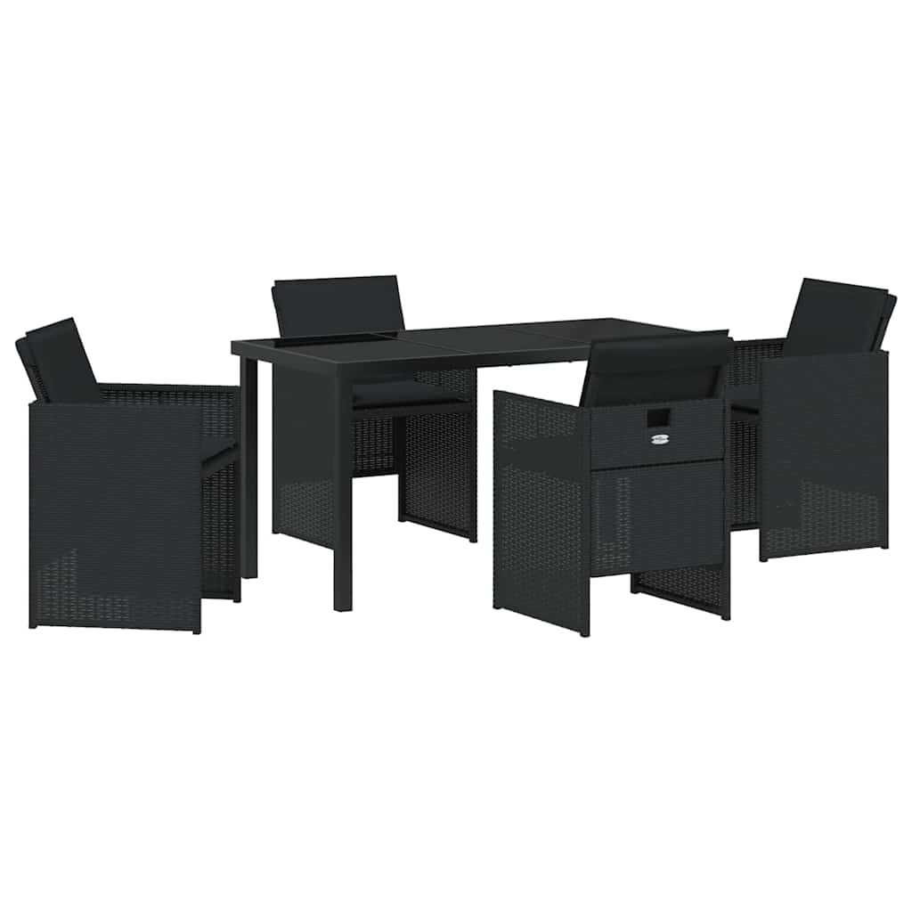 Garten Essgruppe mit Kissen 5 pcs Schwarz Poly-Rattan