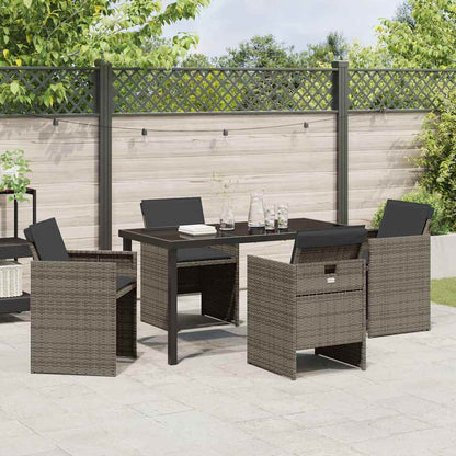 Garten Essgruppe mit Kissen 5 pcs Grau Poly-Rattan