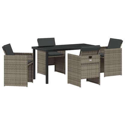 Garten Essgruppe mit Kissen 5 pcs Grau Poly-Rattan
