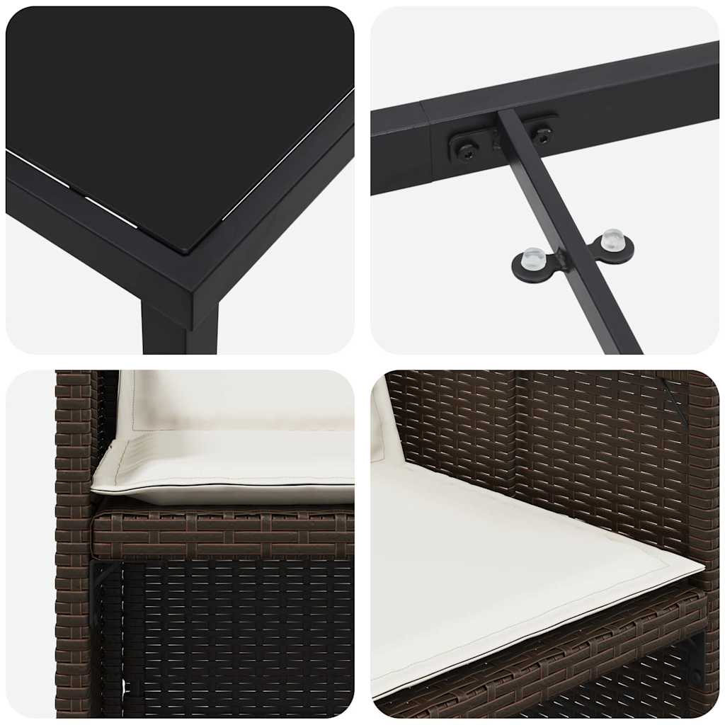 Garten Essgruppe mit Kissen 9 pcs Braun Poly-Rattan