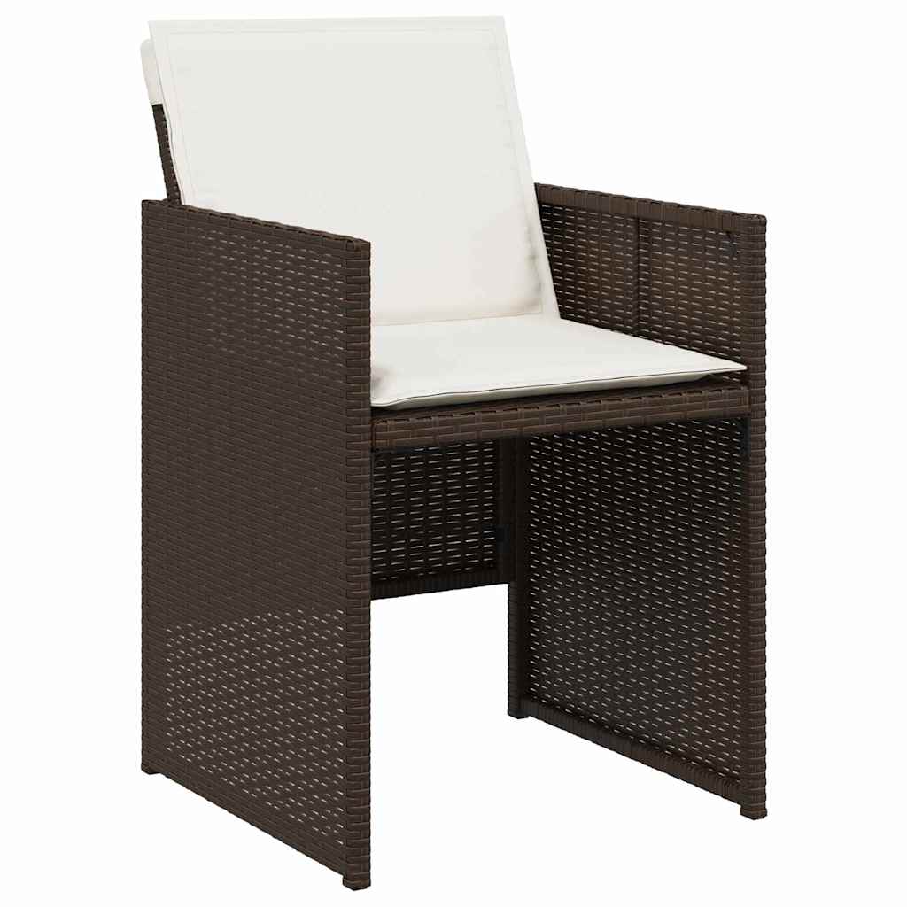Garten Essgruppe mit Kissen 9 pcs Braun Poly-Rattan