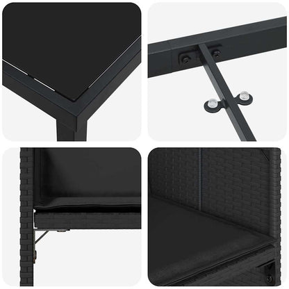 Garten Essgruppe mit Kissen 5 pcs Schwarz Poly-Rattan