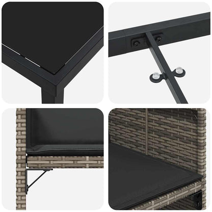 Garten Essgruppe mit Kissen 9 pcs Grau Poly-Rattan