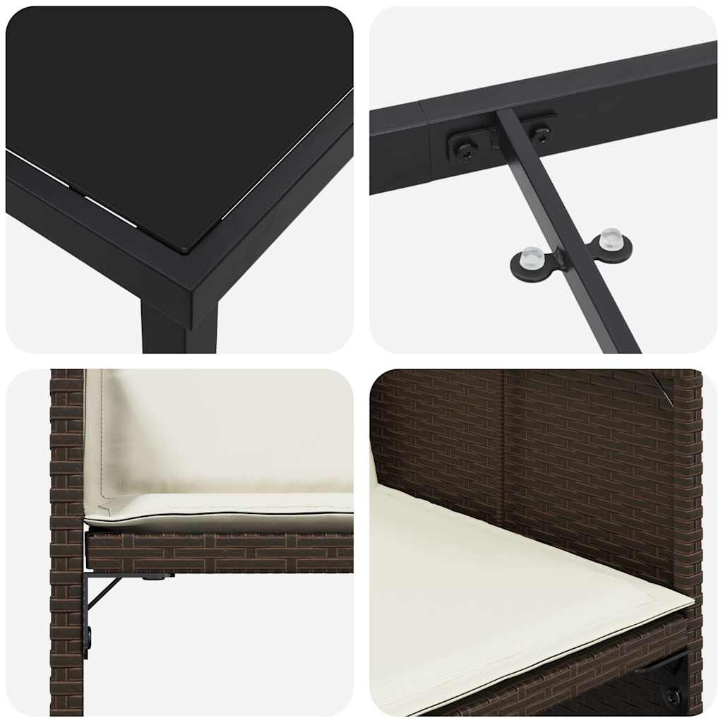 Garten Essgruppe mit Kissen 5 pcs Braun Poly-Rattan