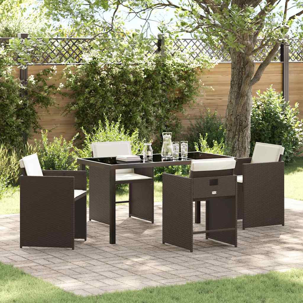 Garten Essgruppe mit Kissen 5 pcs Braun Poly-Rattan