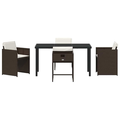 Garten Essgruppe mit Kissen 5 pcs Braun Poly-Rattan