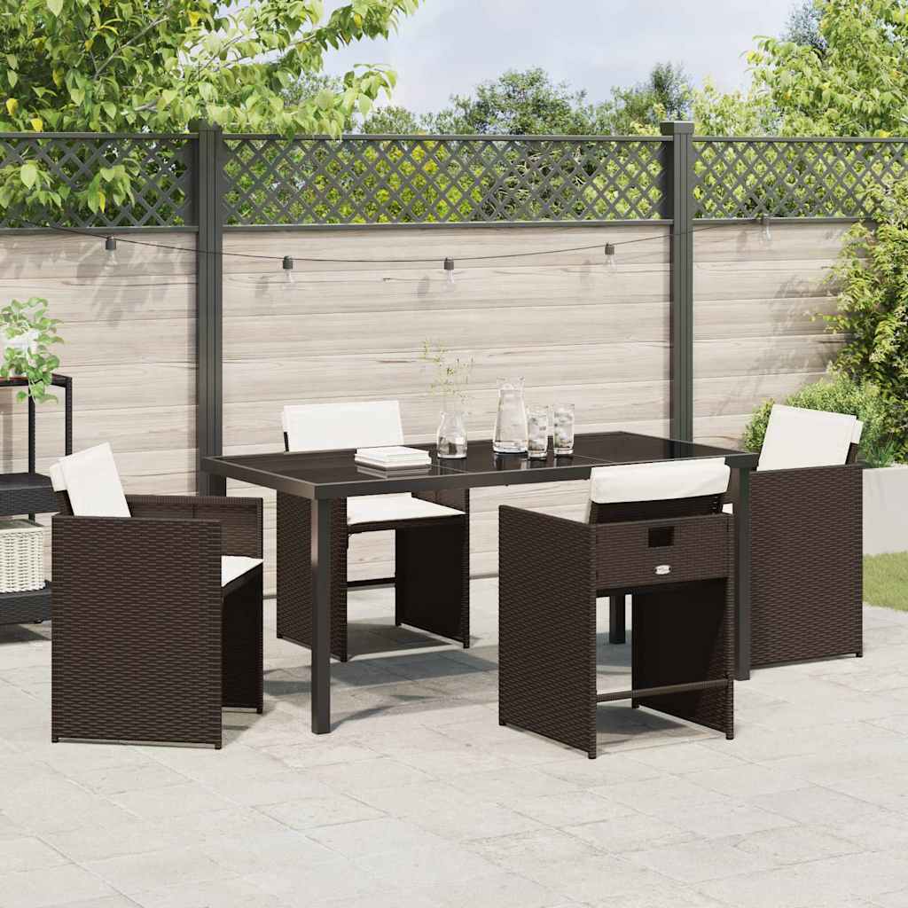 Garten Essgruppe mit Kissen 5 pcs Braun Poly-Rattan