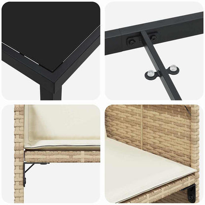 Garten Essgruppe mit Kissen 9 pcs Beige Poly-Rattan