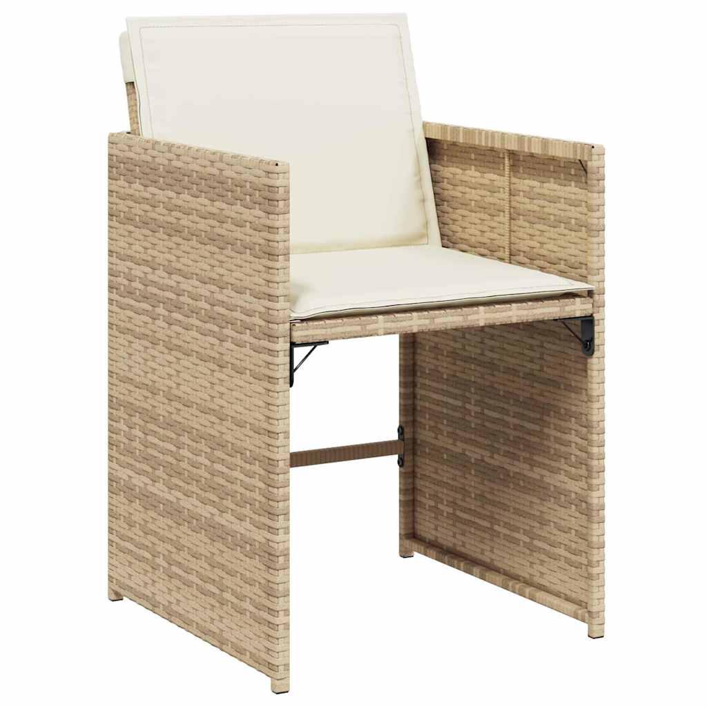 Garten Essgruppe mit Kissen 9 pcs Beige Poly-Rattan