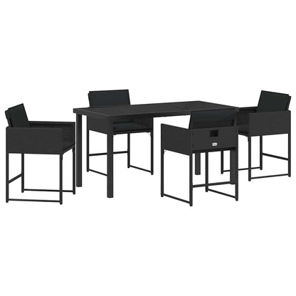 Garten Essgruppe mit Kissen 5 pcs Schwarz Poly-Rattan