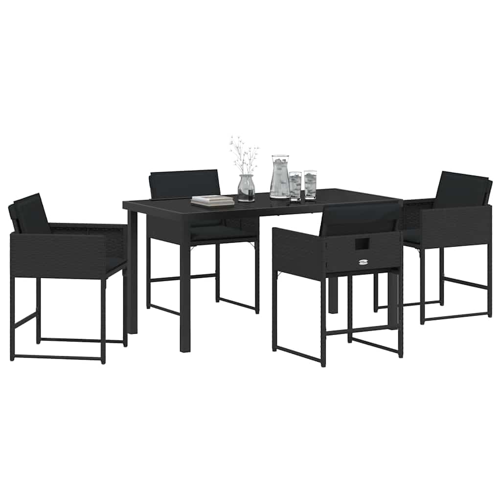Garten Essgruppe mit Kissen 5 pcs Schwarz Poly-Rattan
