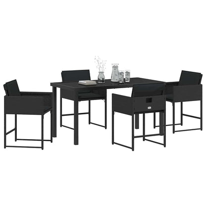 Garten Essgruppe mit Kissen 5 pcs Schwarz Poly-Rattan