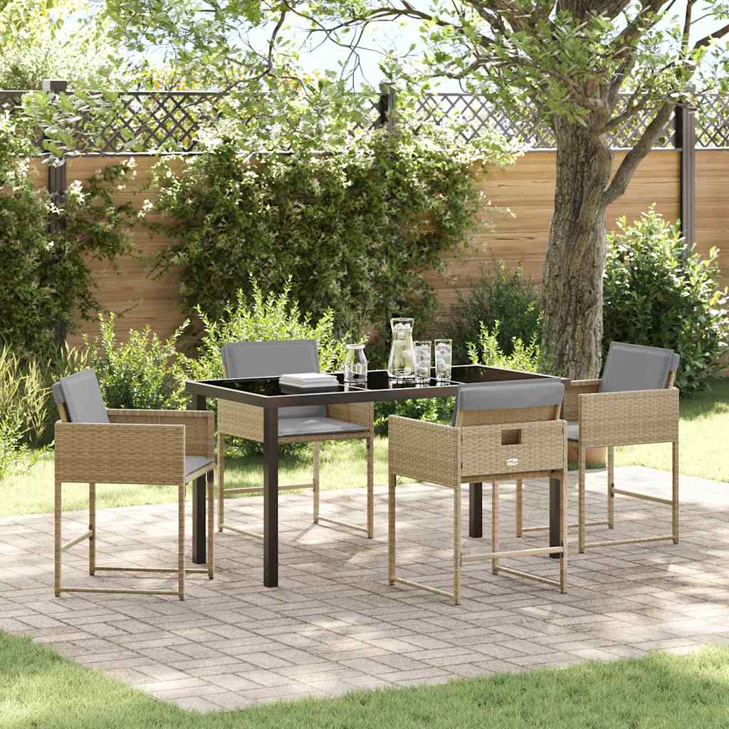Garten Essgruppe mit Kissen 5 pcs Beige Poly-Rattan