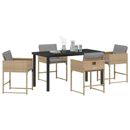 Garten Essgruppe mit Kissen 5 pcs Beige Poly-Rattan
