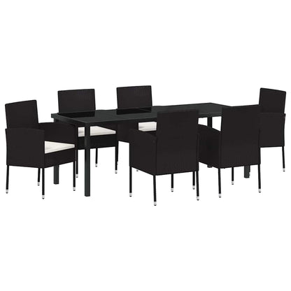 Garten Essgruppe mit Kissen 7 pcs Schwarz Poly-Rattan