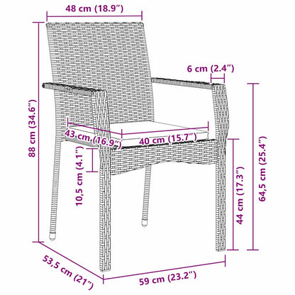 Garten Essgruppe mit Kissen 9 pcs Schwarz Poly-Rattan