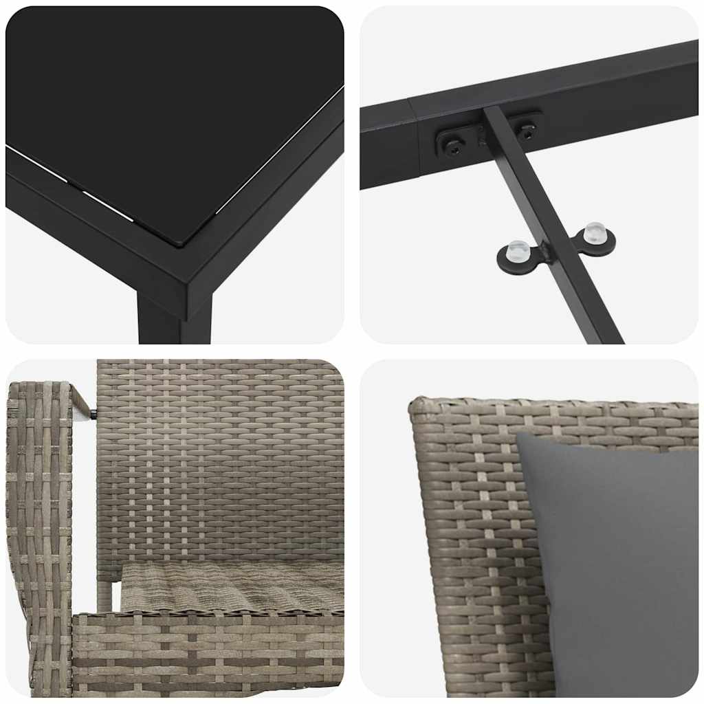 Garten Essgruppe mit Kissen 7 pcs Grau Poly-Rattan