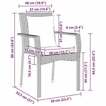 Garten Essgruppe mit Kissen 7 pcs Grau Poly-Rattan