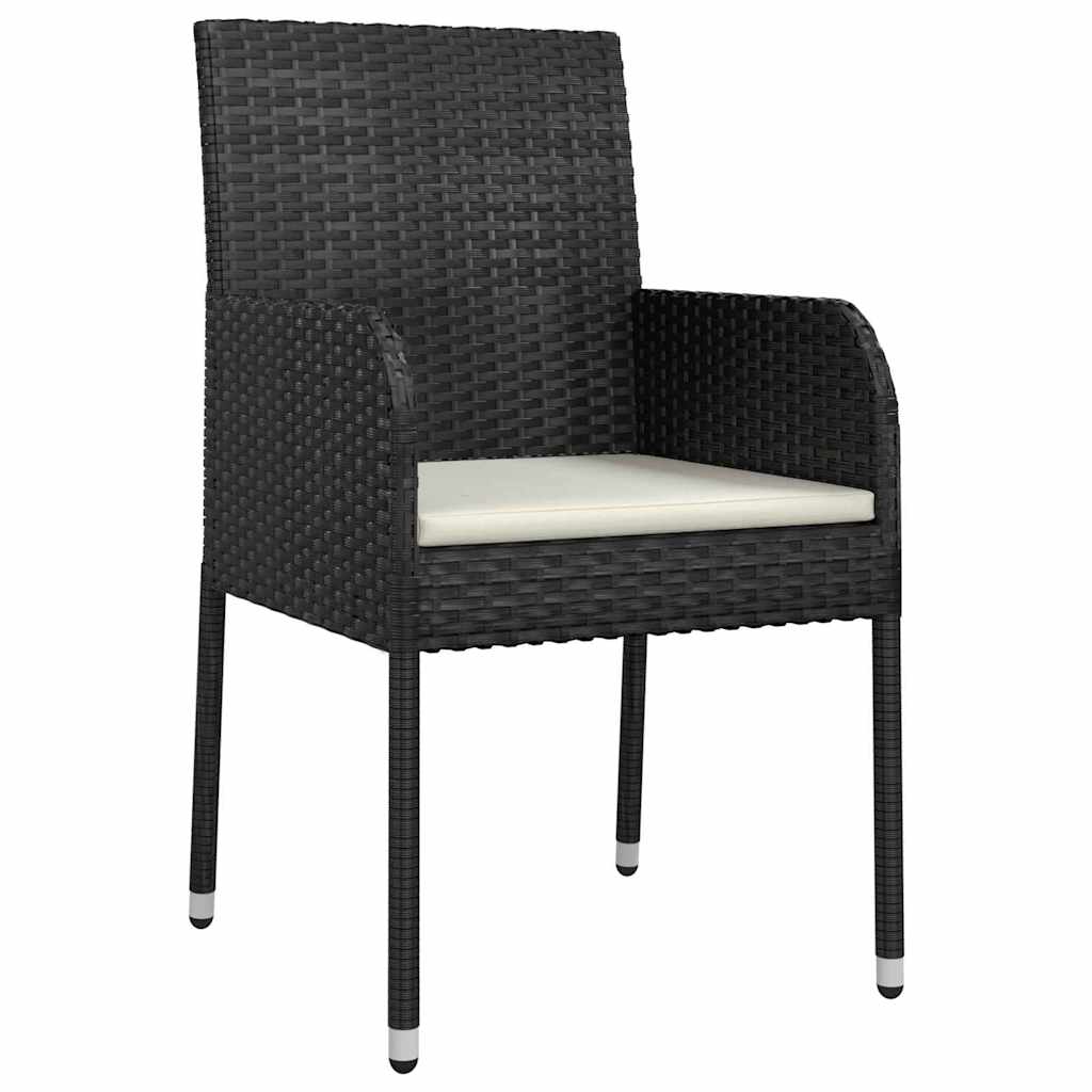 vidaXL Garten Essgruppe mit Kissen 7 pcs Schwarz Poly Rattan