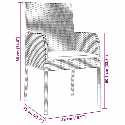 vidaXL Garten Essgruppe mit Kissen 7 pcs Schwarz Poly Rattan