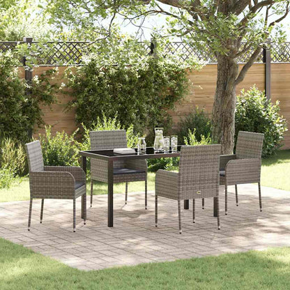 Garten Essgruppe mit Kissen 5 pcs Grau Poly-Rattan