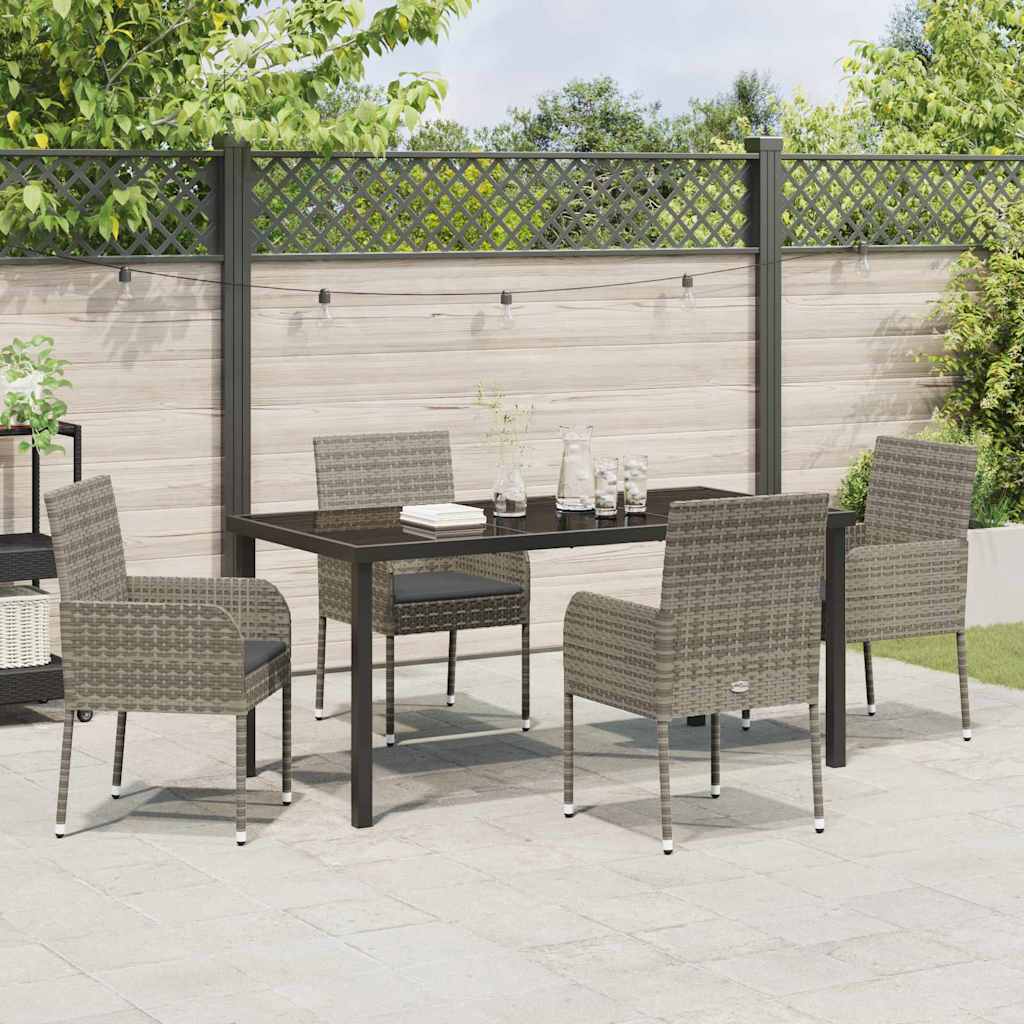 Garten Essgruppe mit Kissen 5 pcs Grau Poly-Rattan